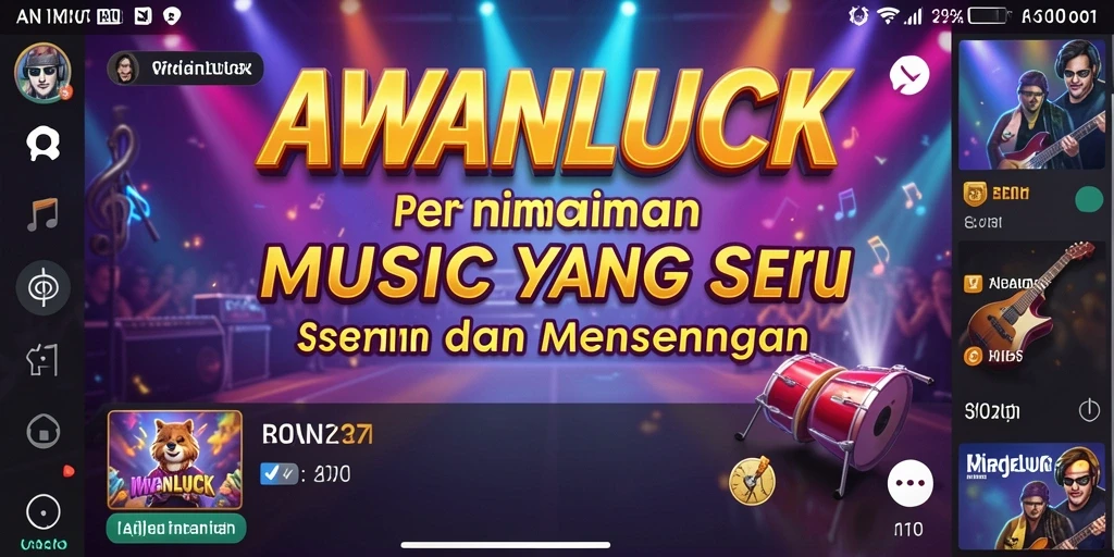 Tampilan gameplay seru dari AWANLUCK dengan berbagai tantangan musik.