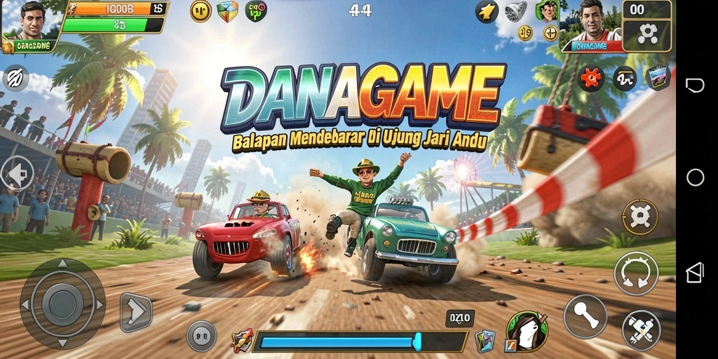 Lihat gameplay menegangkan di DANAGAME saat balapan di trek yang mendebarkan.