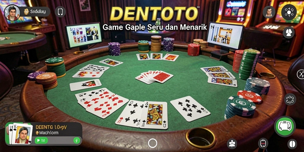 Screenshot DENTOTO menampilkan gameplay Gaple yang seru dan interaktif.