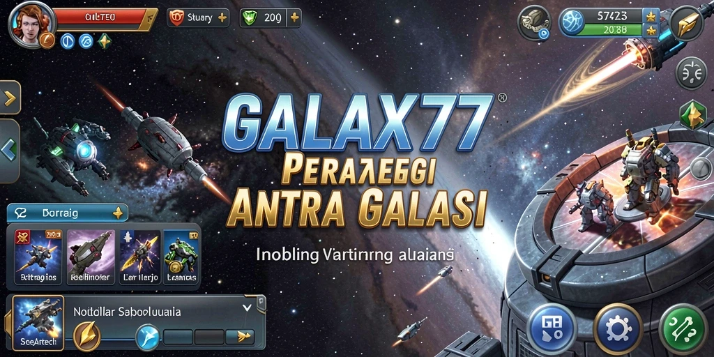 Tampilan gameplay epik di galaksi penuh bintang.