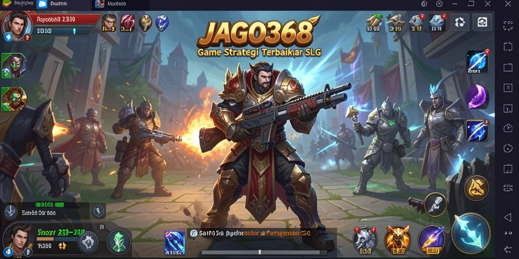 Screenshot JAGO368 menampilkan pertempuran epik dalam gameplay SLG.