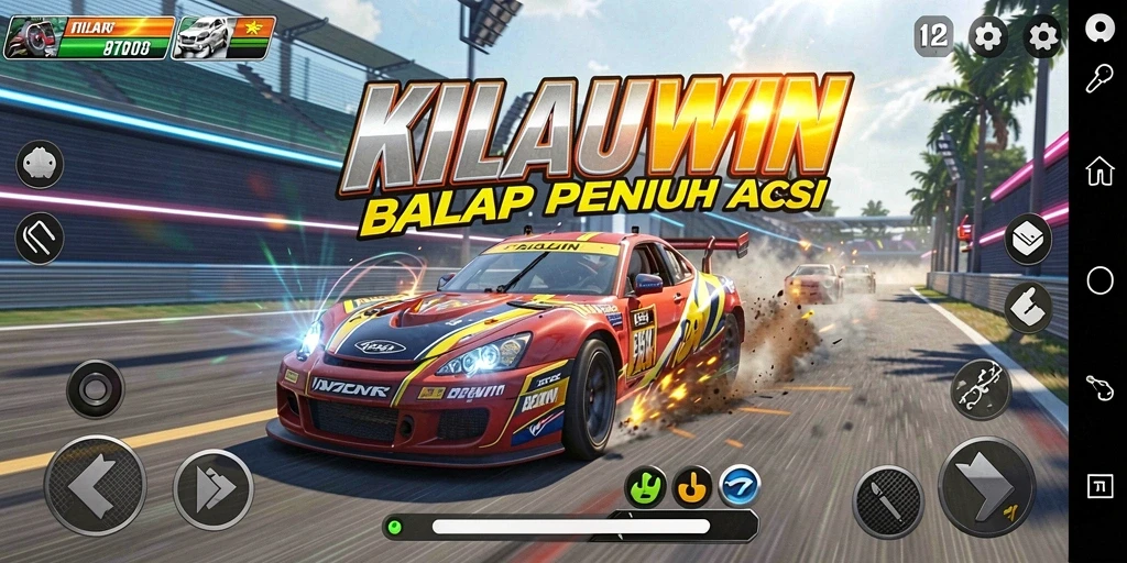 Screenshot gameplay KILAUWIN yang menampilkan aksi balap penuh adrenalin.