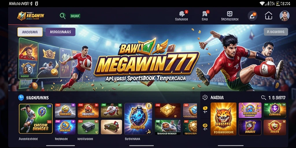Tampilan gameplay menarik dari aplikasi <strong>MEGAWIN777</strong> yang menampilkan taruhan olahraga.