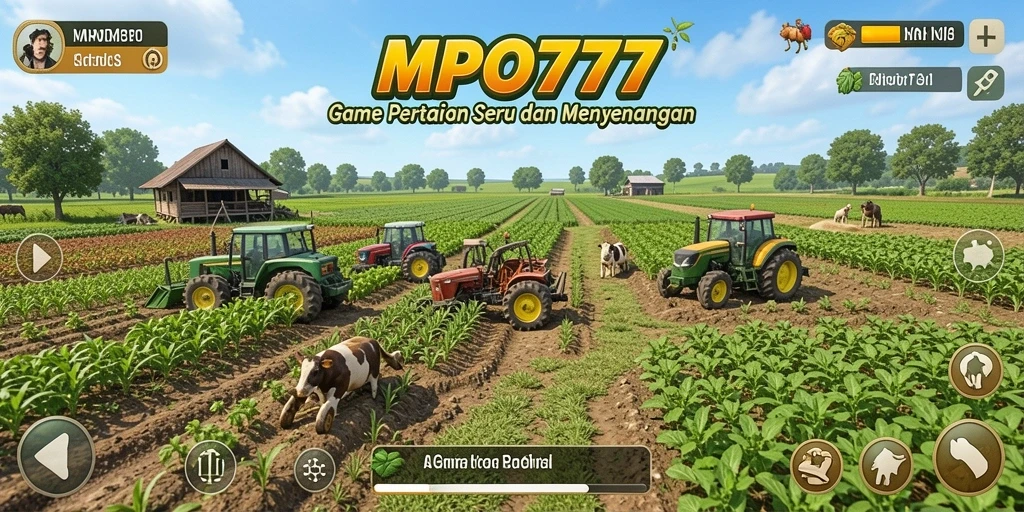 Tampilan gameplay seru di MPO777 saat merawat kebun dan hewan.