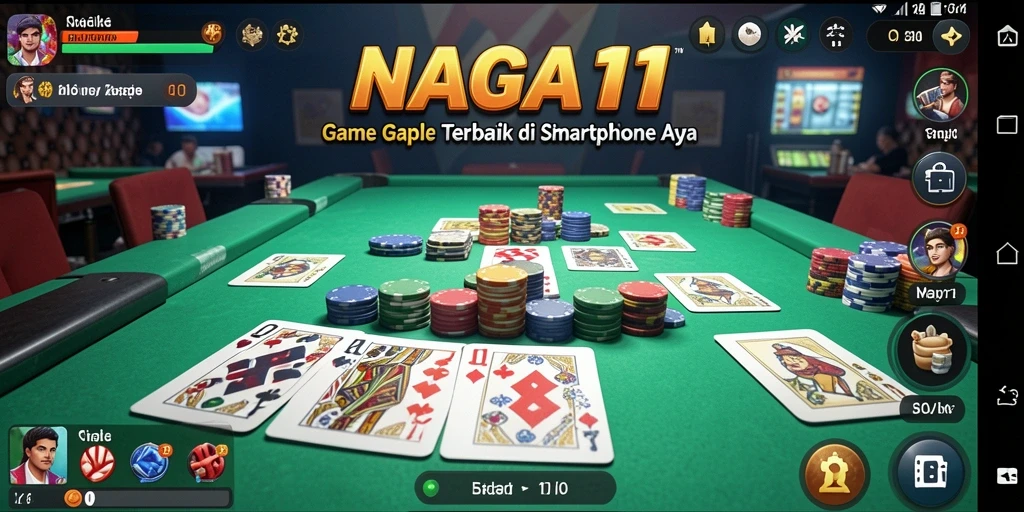 Screenshot NAGA11 menunjukkan aksi seru dalam permainan Gaple.