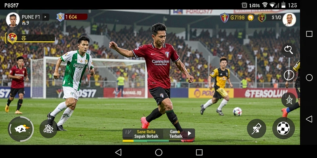 Screenshot gameplay menarik dari POROS77 yang menunjukkan aksi sepak bola.