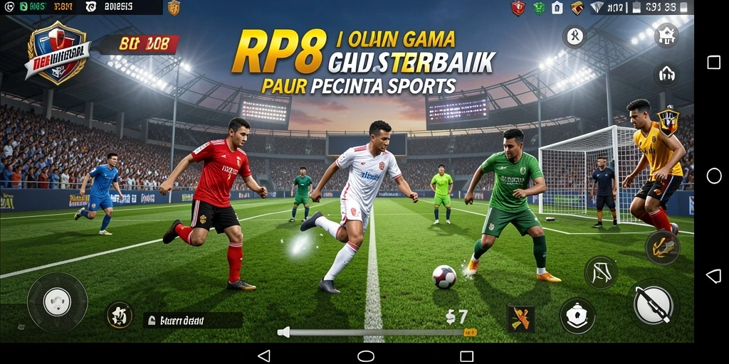 Tangkapan layar utama RP8 menunjukkan intensitas permainan olahraga yang mendebarkan.