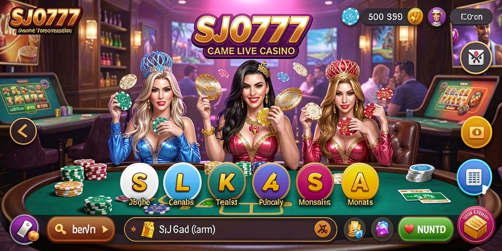Tampilan gameplay Live Casino SJO777 dengan dealer langsung yang interaktif.