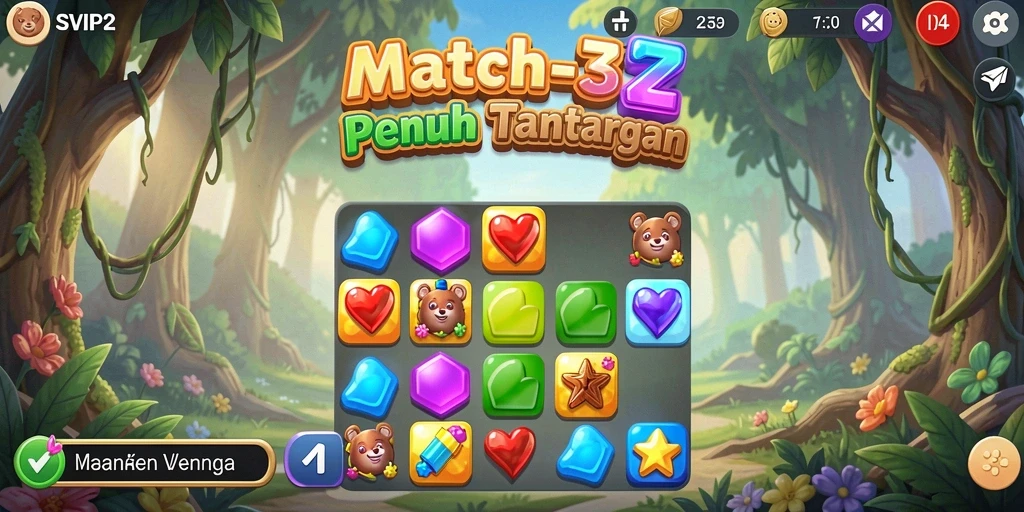 Tangkapan layar gameplay SVIP2 yang menampilkan keseruan mencocokkan item.