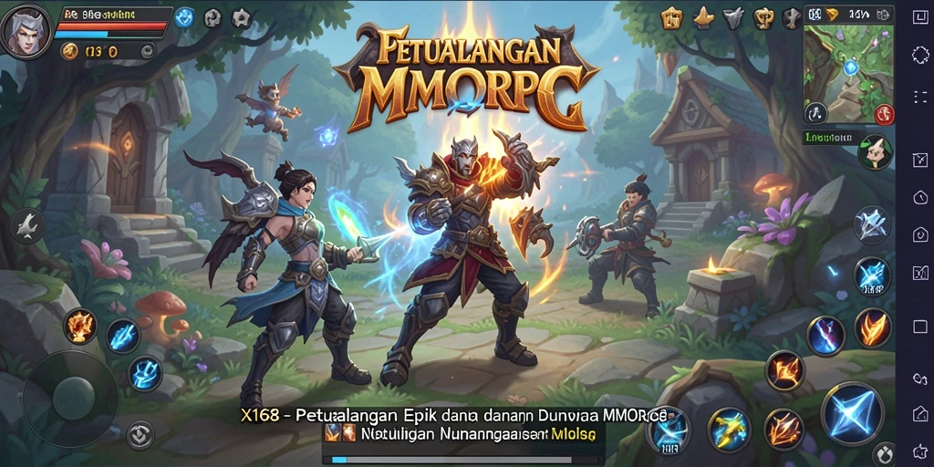 Screenshot gameplay X168 yang menunjukkan aksi seru dalam MMORPG.