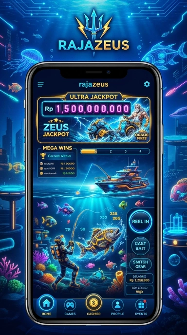 Tampilan halaman utama aplikasi rajazeus yang menarik.